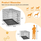 CONCETTA 48 inch Double-Door Folding Dog Crate, Portable Small Cage with Divider, Leak-Proof Tray