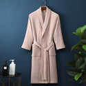 Unisex Pure Cotton Long Waffle Bathrobe