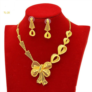 Buy tl20l207 Gold Flower Necklace And Earrings Suite Brass Gold Plated Wedding Jewelry Batch