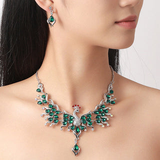 Buy b9030-green Indian Ethnic Style Vintage Gemstone Beads Jewelry Earrings Necklace 2 Pieces Suit