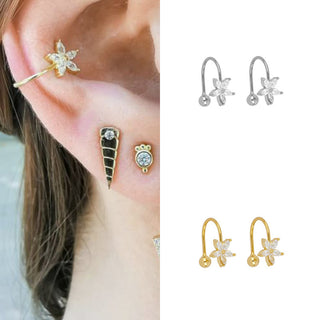 Women's Fashion Personality Zircon Flower Earrings