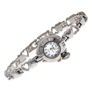 Buy silver-white Hollow Heart Solid Bracelet Quartz Watch