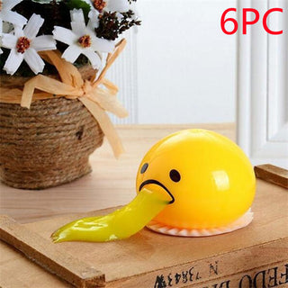 Buy yellow-6pc Puking Ball Brother Egg Yolk Pinch Vomit Spoof And Play Tricky Toys