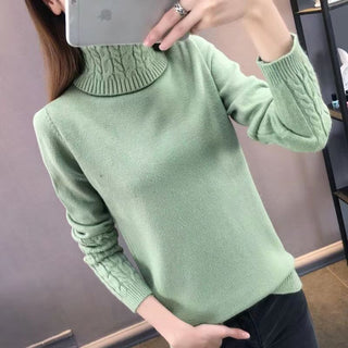 Buy light-green Women&#39;s Turtleneck Sweater Pullover Thickened