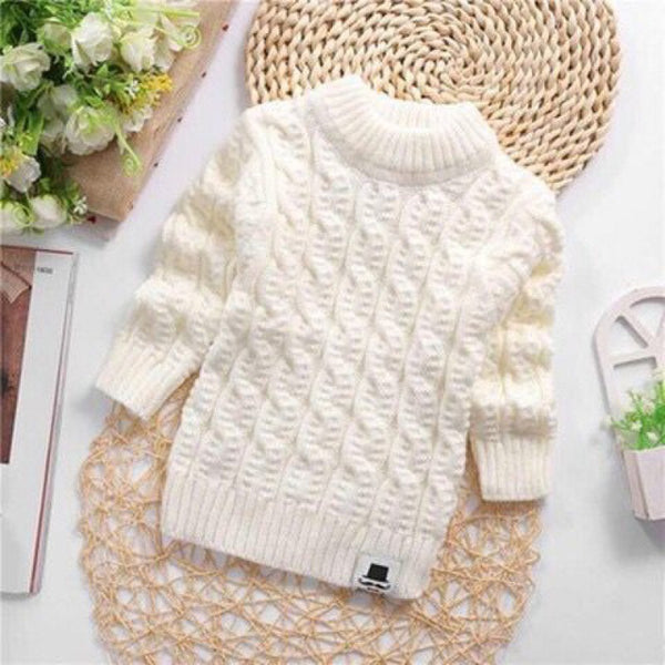 Plush Thick Knitted Fir Bottoming Shirt Baby Children Round Neck High