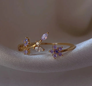 Buy nwh80-31 Retro Multi-element Cute And Sweet Pink Heart-shaped Butterfly Flower Open Ring