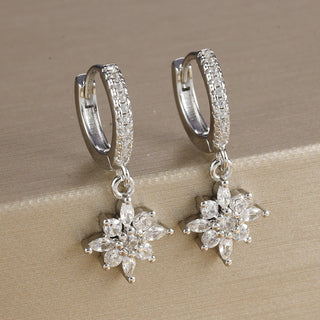 Buy y26172-silver-white-2pcs Diamond SUNFLOWER Earrings Fashion Exquisite Women