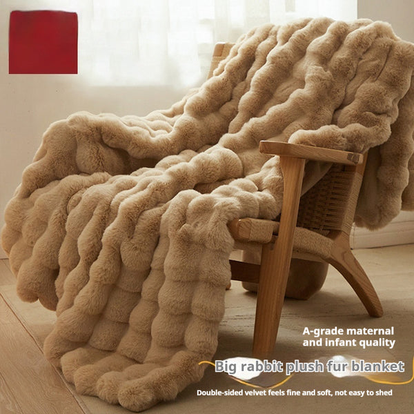 Double-sided Blanket Coral Fleece Nap Office Sofas Cover Blanket Thick Fleece Winter