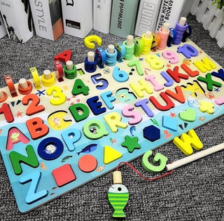 Buy six-in-one-board Children 3D Alphabet Number Puzzle Baby Colorful Geometric Digital Letter Educational Toy