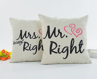 Linen valentine couple hugging pillowcase