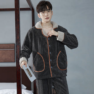 Buy s030 Autumn And Winter Flannel Men&#39;s Pajamas Men&#39;s Lapel Cardigan