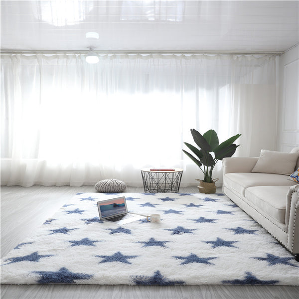 Tie-dyed Silk Wool Pattern Carpet Living Room Coffee Table Bedside Pad Long Wool Washable Full Bedroom