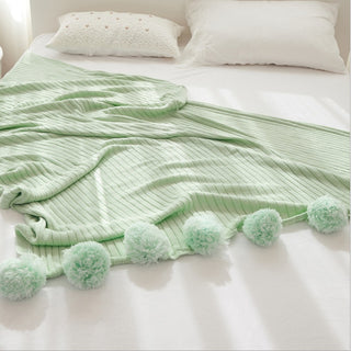 Buy light-green Ball carpet cotton knit blanket