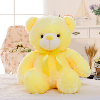 Buy yellow Creative Light Up LED Teddy Bear Stuffed Animals Plush Toy Colorful Glowing Christmas Gift For Kids Pillow