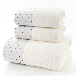 Buy white-circular-dots Cotton Three-piece Towel Veneer Cloth Thickened Hotel Bath Towel Embroidery