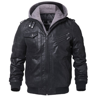 Buy black Men&#39;s Slim Fit Winter and Autumn Fashion Leather Jacket