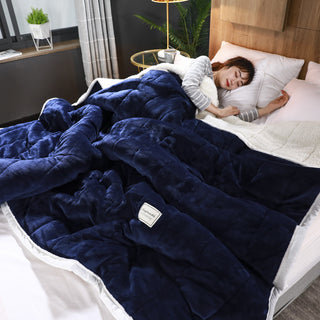 Buy bule Fleece Blankets And Throws Thick Warm Winter Blankets Home Super Soft Duvet Luxury Solid Blankets On Twin Bedding