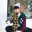 Original national tide mixed colors loose irregular long casual shirt hip-hop male and female lovers shirt