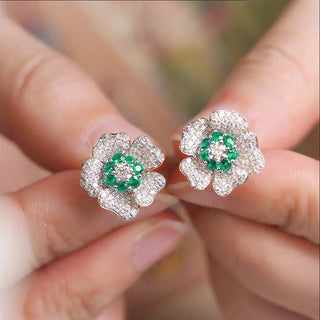 Buy e3307-green Special-interest Earrings Flower Rhinestone-embedded Tide