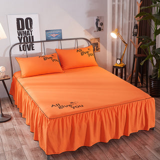 Buy orange Beauty bed cover brushed bed skirt