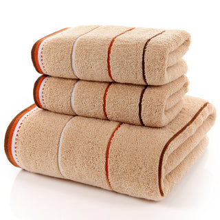 Buy brown-three-sections Cotton Three-piece Towel Veneer Cloth Thickened Hotel Bath Towel Embroidery