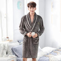 Winter Flannel Lovers Robe Gown Elegant Solid Casual Sleepwe