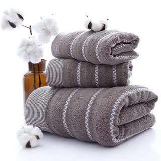 Buy brown-water-pattern Cotton Three-piece Towel Veneer Cloth Thickened Hotel Bath Towel Embroidery