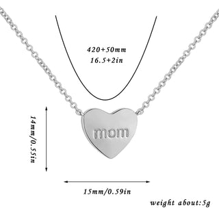 Buy silver European And American Loving Heart Zircon Mother&#39;s Day Corrosion Letter Mom Geometric Brass Double Open Peach Heart Necklace