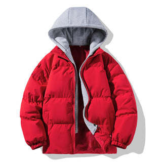 Buy red Men&#39;s High-grade Coat Fake Two-piece Thickened Warm