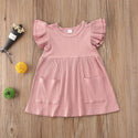 Girls' Hanging Cotton Flying Sleeve Dress