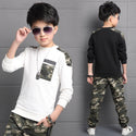 Boys cotton camouflage sports long-sleeved suit in the big children two sets of tide