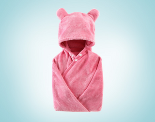 Buy rose-red Cotton Baby Care Hooded Bath Towel