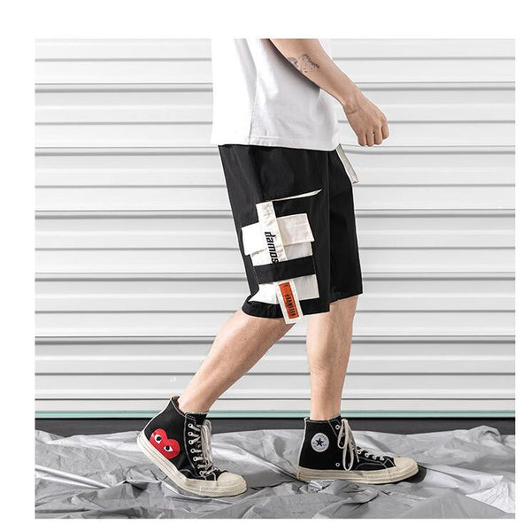 Mens black casual street wear elastic shorts