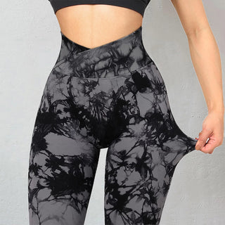 Buy gray Women Seamless Tie Dye Leggings