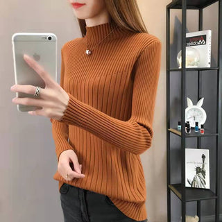 Buy caramel-color Half Turtleneck Slim Slimming Knitted Sweater