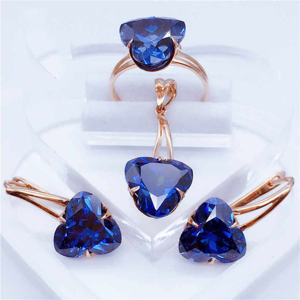 Simple All-match Heart-shaped Blue Stone Earrings