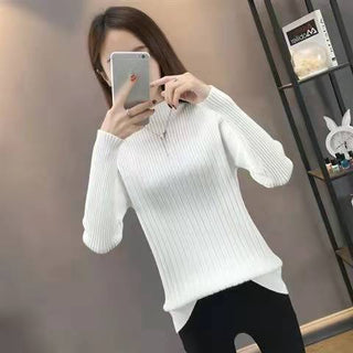 Buy white Half Turtleneck Slim Slimming Knitted Sweater