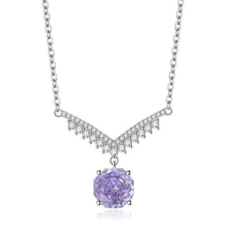 Buy purple Octagonal Millennium Rose Cut Necklace High Carbon Diamond