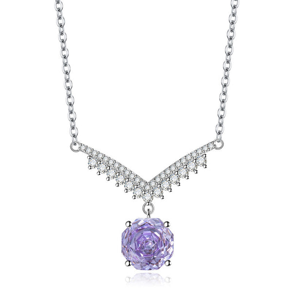 Octagonal Millennium Rose Cut Necklace High Carbon Diamond