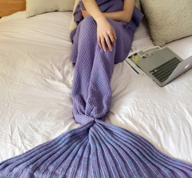 Hot Mermaid Blanket Handmade Knitted Sleeping Wrap TV Sofa Mermaid Tail Blanket Kids AdultBaby Crocheted Bag Bedding Throws Bag