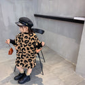 Autumn Winter New Arrival Girls Long Sleeve Leopard T Shirt Kids Warm Cashmere Long Style Tops