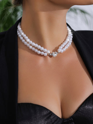 Buy white Elegant Retro Exaggerated Pearl Geometric Necklace