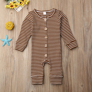 Buy brown Newborn striped jumpsuit knitted warm clothing