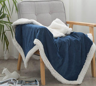 Buy navy Double blankets spring and autumn warm nap blanket