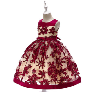 Buy red Children&#39;s dress girls applique princess dress