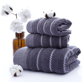 Buy blue-water-pattern Cotton Three-piece Towel Veneer Cloth Thickened Hotel Bath Towel Embroidery