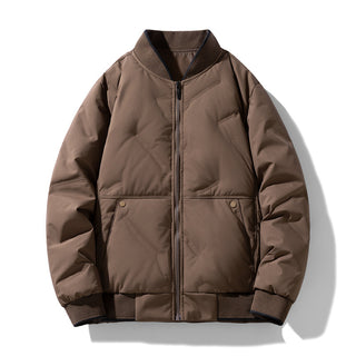 Buy coffee Fashion Down Jacket Winter Warm Jacket For Men Casual All-match Solid Color Coat