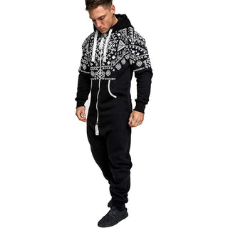 Buy black National style printed one-piece men&#39;s pajamas