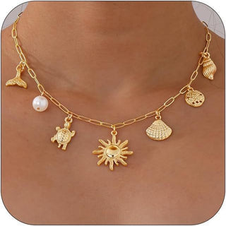 Buy style-2-sun Fashion Shell Sun Starfish Summer Beach Necklace Simple Niche Wear Women