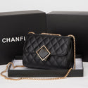 Women's Elegant Black Quilted Crossbody Bag with Gold Chain